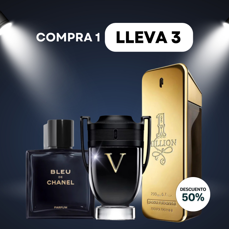 Kit 3 pefumes masculinos noche de oro: (100ML) One Million | Bleu Chanel | Invictus [Perfumes Alternativos]